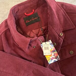 Robert Graham Mens Burgundy Corduroy Quilted Shirt Jacket  Large New with Tags
